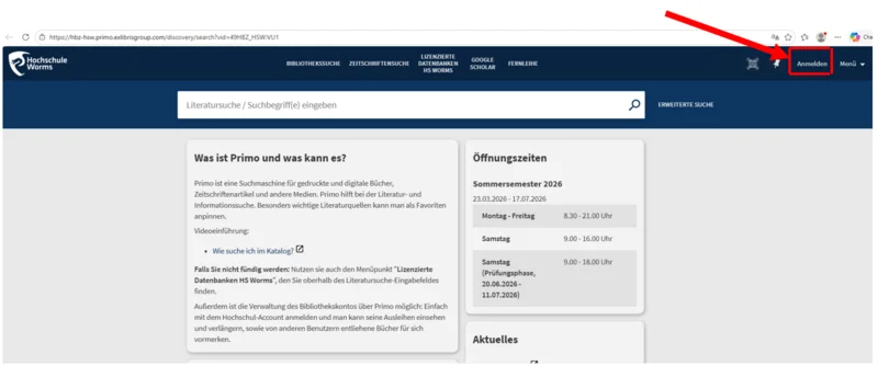 Zugang Bibliothekskonto