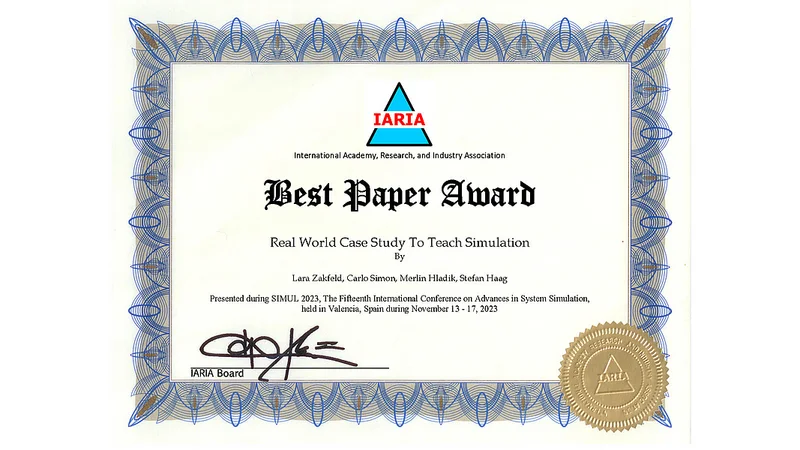 Best Paper Award: Simul 2023 in Valencia, Spanien