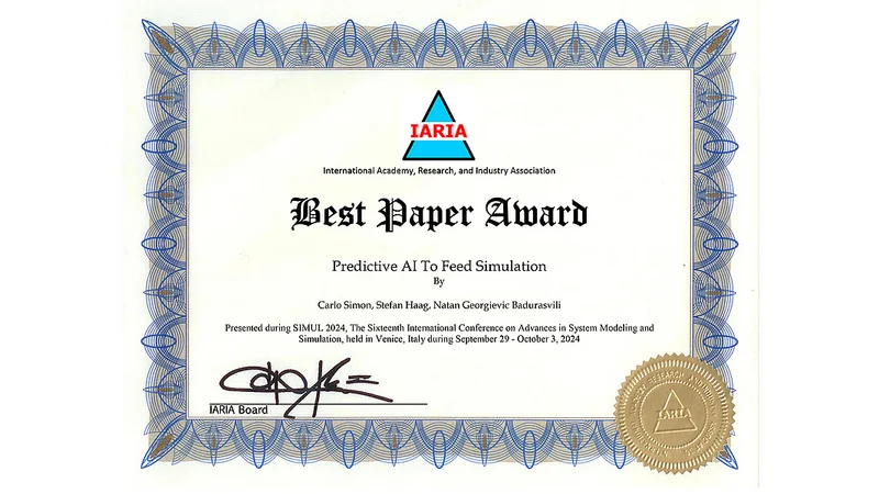 Best Paper Award: SIMUL 2024 in Venedig, Italien 